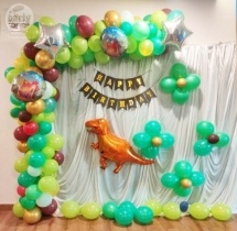 party artists Simple Dino Balloon Birthday Decorations with Backdrop and Banner